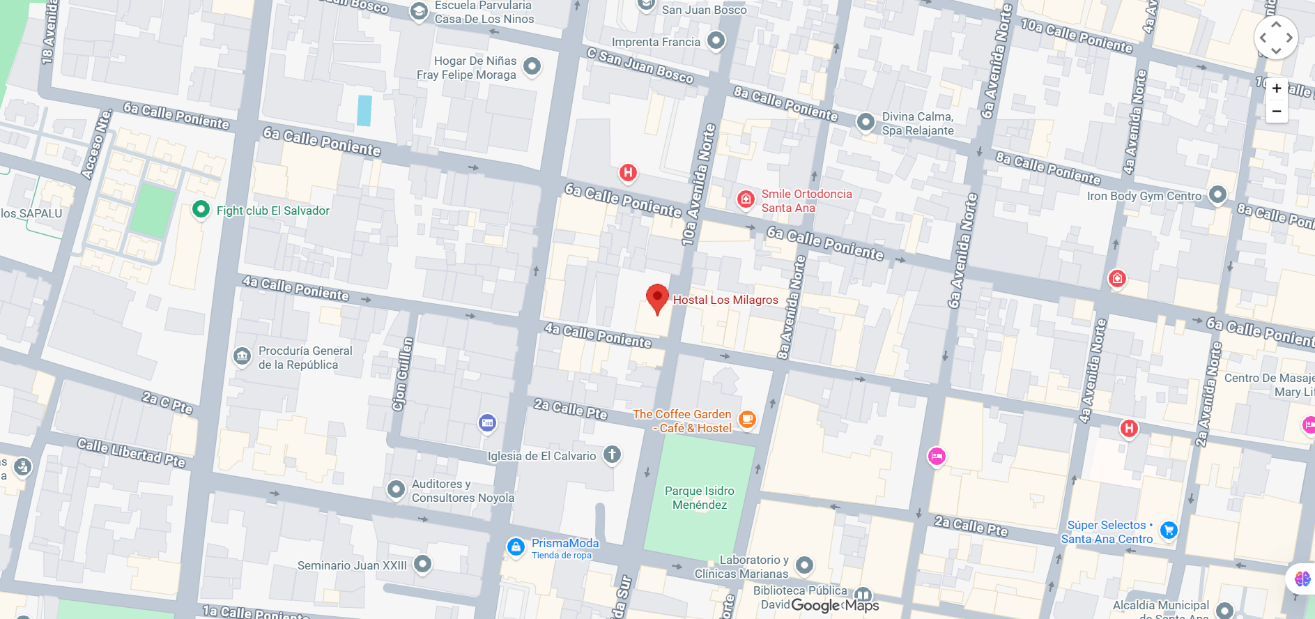 Croquis de ubicación del Hostal Los Milagros